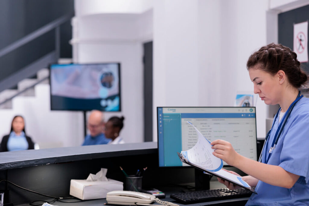 side-view-doctor-working-office